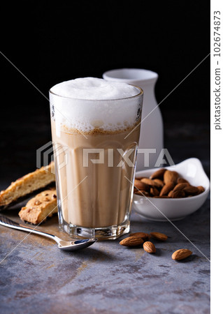 Coffee latte with almond milk Coffee latte with almond milk 102674873