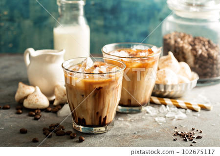 Iced coffee with milk Iced coffee with milk 102675117
