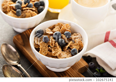 Multigrain healthy cereals with fresh blueberry 102675141