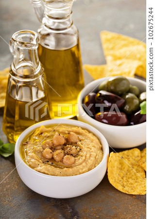 Olive oil homemade hummus 102675244