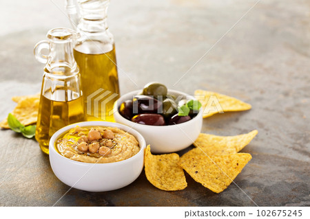 Olive oil homemade hummus Olive oil homemade hummus 102675245