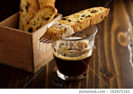 Homemade biscotti with coffee 102675281