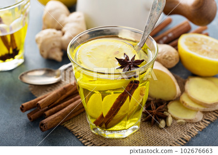 Ginger tea with lemon 102676663