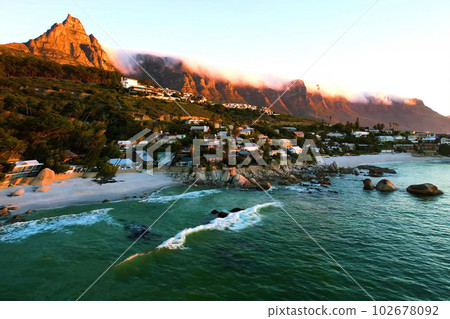 Beautiful scenery of Clifton Beach in Cape Town, a famous tourist attraction in South Africa. Beautiful scenery of Clifton Beach in Cape Town, a famous tourist attraction in South Africa. 102678092