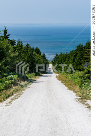 Soya Hills Image of a white road Wakkanai City, Hokkaido Soya Hills Image of a white road Wakkanai City, Hokkaido 102678365