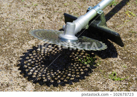 Lawn mower after mowing work Lawn mower after mowing work 102678723