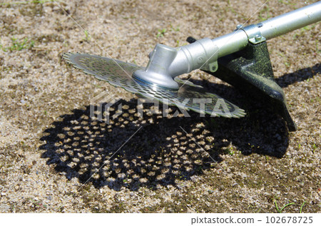 Lawn mower after mowing work Lawn mower after mowing work 102678725