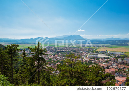 Panoramic view from Rasnov castle on the city Panoramic view from Rasnov castle on the city 102679877