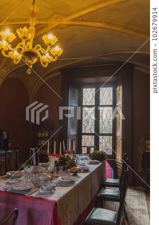 Set table at italian castle Padernello Set table at italian castle Padernello 102679914