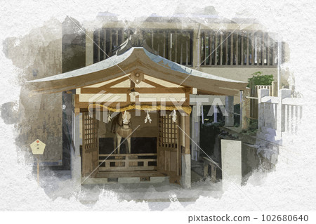 Watercolor-style Cannabishiko Shrine Jinbasha, Naruto City, Tokushima Prefecture 102680640