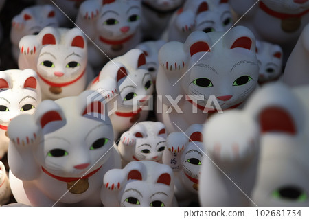 Gotokuji, the famous cat shrine in tokyo, which the beckoning cat is its mascot Gotokuji, the famous cat shrine in tokyo, which the beckoning cat is its mascot 102681754