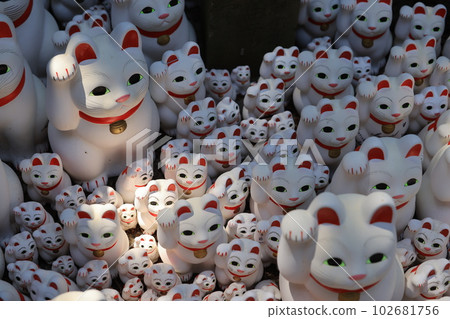 Gotokuji, the famous cat shrine in tokyo, which the beckoning cat is its mascot Gotokuji, the famous cat shrine in tokyo, which the beckoning cat is its mascot 102681756