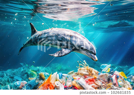 Plastic pollution in ocean. Environmental problem Plastic pollution in ocean. Environmental problem 102681835