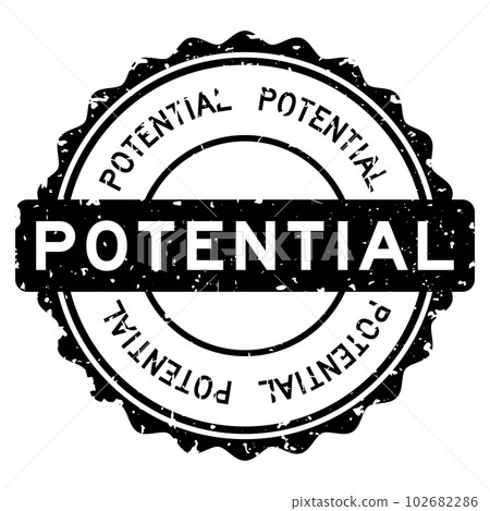 Grunge black potential word round rubber seal stamp on white background 102682286