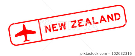Grunge red new zealand word with plane icon square rubber seal stamp on white background Grunge red new zealand word with plane icon square rubber seal stamp on white background 102682316