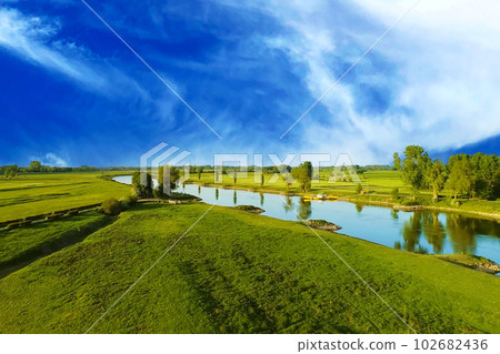 It is a beautiful landscape in the Netherlands, a famous tourist attraction. 102682436