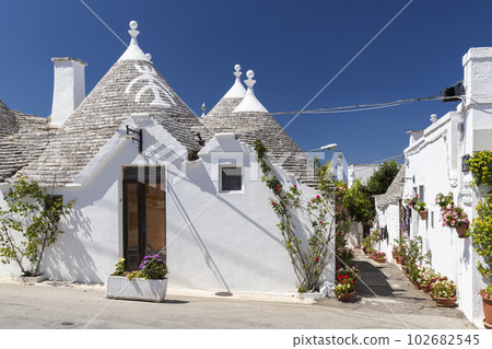 Trulli houses in Alberobello, UNESCO site, Apulia region, Italy Trulli houses in Alberobello, UNESCO site, Apulia region, Italy 102682545
