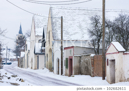wine cellars in winter, Satov, Czech Republic wine cellars in winter, Satov, Czech Republic 102682611
