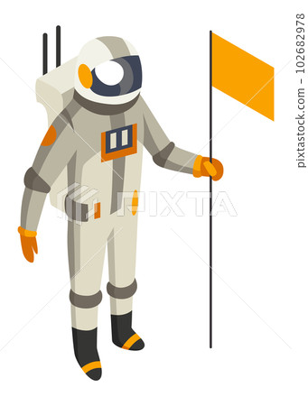 Space element isometric. Astronauts, space exploration image. Creative element, color web icon for infographic. Isolated vector illustration 102682978