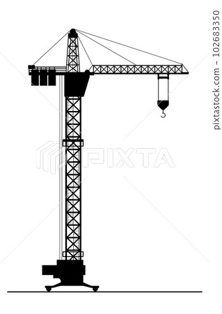 Silhouette of Construction crane isolated on white background, Silhouette of Construction crane isolated on white background, 102683350