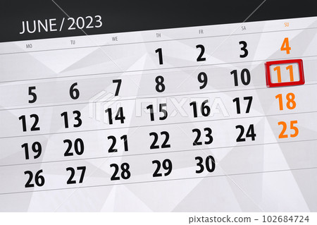Calendar 2023, deadline, day, month, page, organizer, date, June, sunday, number 11 102684724