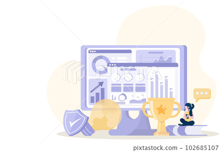 Data analysis and statistic concept. Businesswoman is managing, analyzing, and planning online business data. Businesses get trends and opportunities to compete in the market. Data analysis and statistic concept. Businesswoman is managing, analyzing, and planning online business data. Businesses get trends and opportunities to compete in the market. 102685107