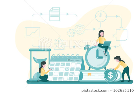 Business people planning and managing tasks, time, assignments and schedule checks. Calendar marking plan for work. Business people planning and managing tasks, time, assignments and schedule checks. Calendar marking plan for work. 102685110