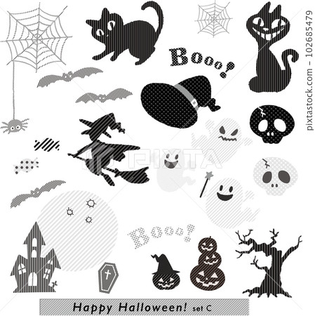 萬聖節:可愛的材料設置單色 萬聖節:可愛的材料設置單色 102685479