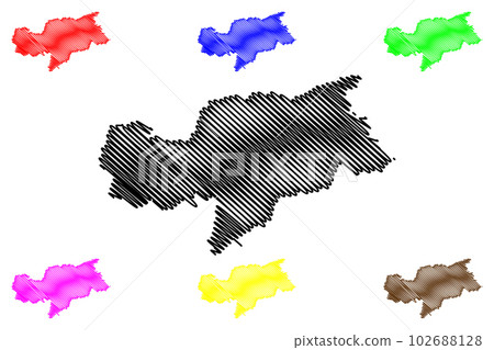 South Tyrol (Italy, Italian Republic, Trentino-South Tyrol or Trentino-Alto Adige, Sudtirol Autonomous region) map vector illustration, scribble sketch Autonomous Province Bolzano  South Tyrol map 102688128