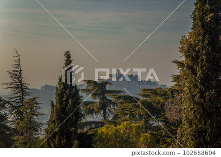 The castle of the city of Brescia on a sunny winter day The castle of the city of Brescia on a sunny winter day 102688604