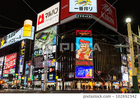 Susukino at night in Sapporo, Hokkaido, bustling with people Susukino at night in Sapporo, Hokkaido, bustling with people 102692342