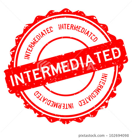 Grunge red intermediated word round rubber seal stamp on white background 102694098