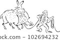 Choju Giga Frog, Rabbit, and Boar Whitewashed 102694232