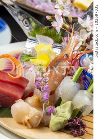 Assorted fresh and delicious sashimi 102697035