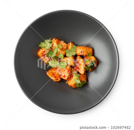 Crispy eggplants in sweet and sour sauce Crispy eggplants in sweet and sour sauce 102697482