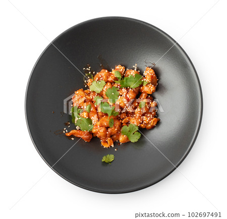 Crispy eggplants in sweet and sour sauce 102697491
