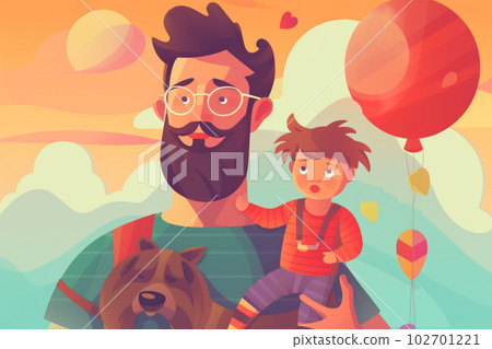 Happy family flat design father's day and family smile 102701221