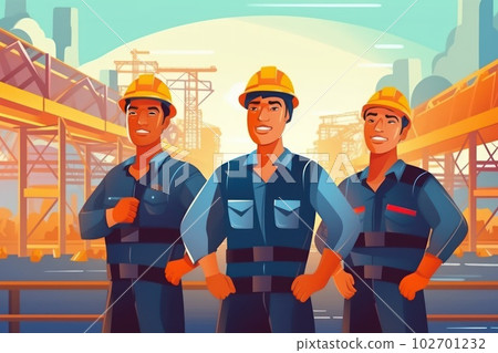 Smart engineer manager with safety uniform checking site construction with steel and concrete. Labour Day concept. Smart engineer manager with safety uniform checking site construction with steel and concrete. Labour Day concept. 102701232