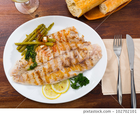 Top view of grilled perch Top view of grilled perch 102702101