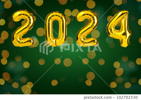 New Year 2024 celebration. Golden Yellow foil - Stock Photo [102702530]  - PIXTA