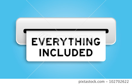 White coupon banner with word everything included from machine on blue color background 102702622