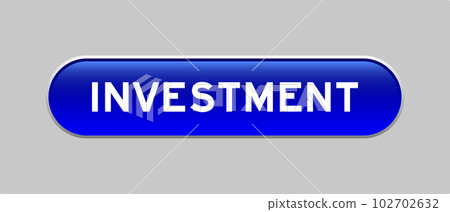 Blue color capsule shape button with word investment on gray background Blue color capsule shape button with word investment on gray background 102702632