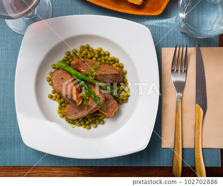 Grilled duck breast with vegetables Grilled duck breast with vegetables 102702886