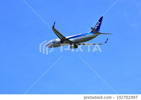 Osaka International Airport Passenger plane take off Inagawa embankment Osaka International Airport Passenger plane take off Inagawa embankment 102702997