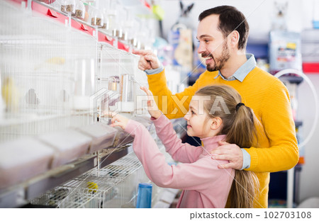 Man and child with interest the birds 102703108