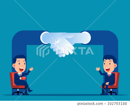 Partners trade or purchase symbolic gesture as successful offer. Closing deal as business sale contract agreement 102703188