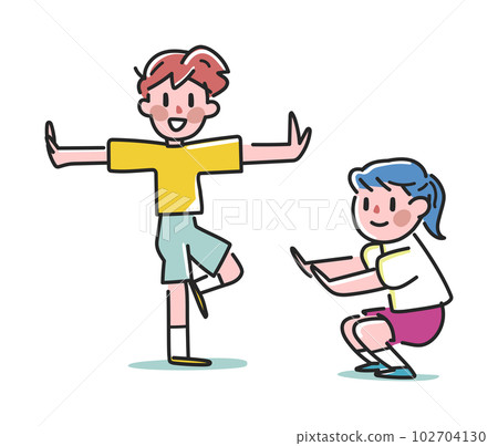 小學生檢查locomo肌肉骨骼不全插圖素材 小學生檢查locomo肌肉骨骼不全插圖素材 102704130