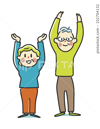 Senior couple checking locomotive organ dysfunction by stretching Illustration material 102704132