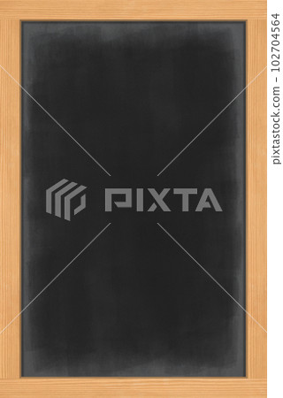 Distressed vertical blackboard with natural wood frame 102704564