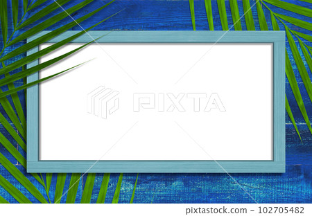 Brilliant blue board walls, whiteboards, and coconut leaves Brilliant blue board walls, whiteboards, and coconut leaves 102705482